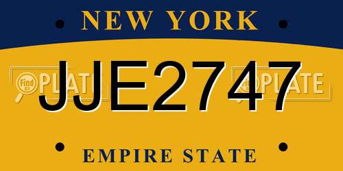 JJE2747 New York License Plate