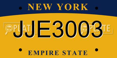 JJE3003 New York License Plate