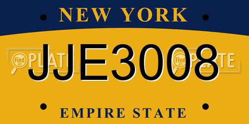 JJE3008 New York License Plate