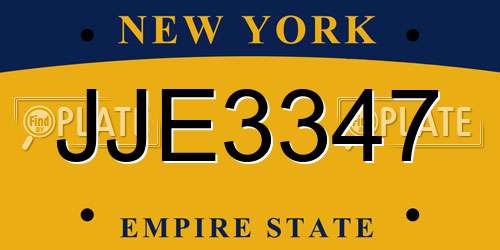 JJE3347 New York License Plate