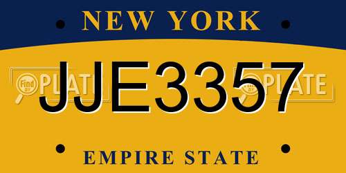 JJE3357 New York License Plate
