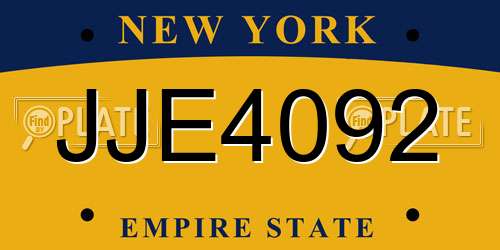 JJE4092 New York License Plate