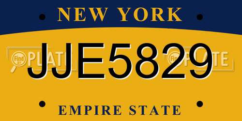 JJE5829 New York License Plate