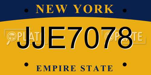 JJE7078 New York License Plate