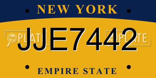 JJE7442 New York License Plate