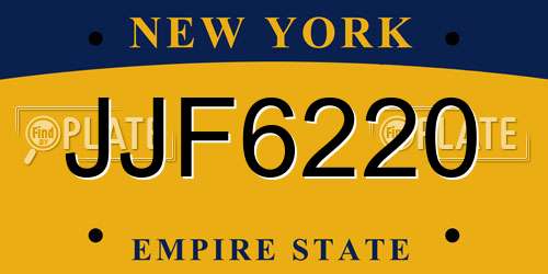 JJF6220 New York License Plate