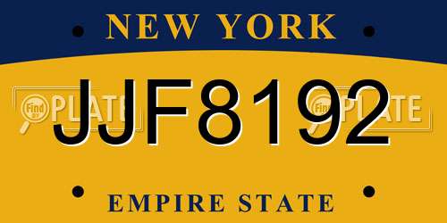 JJF8192 New York License Plate