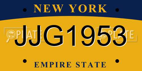 JJG1953 New York License Plate