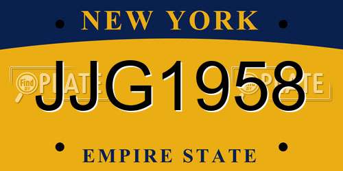 JJG1958 New York License Plate