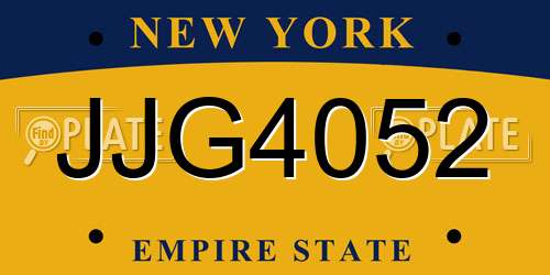 JJG4052 New York License Plate