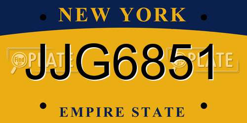 JJG6851 New York License Plate