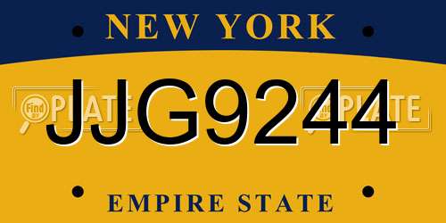 JJG9244 New York License Plate