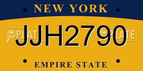 JJH2790 New York License Plate