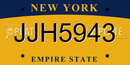 JJH5943 New York License Plate