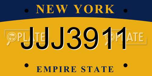 JJJ3911 New York License Plate
