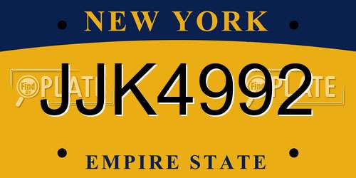 JJK4992 New York License Plate