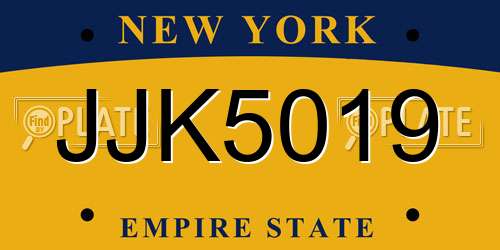 JJK5019 New York License Plate