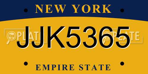 JJK5365 New York License Plate