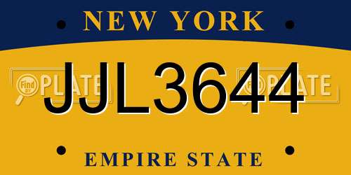 JJL3644 New York License Plate