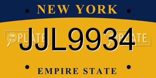 JJL9934 New York License Plate