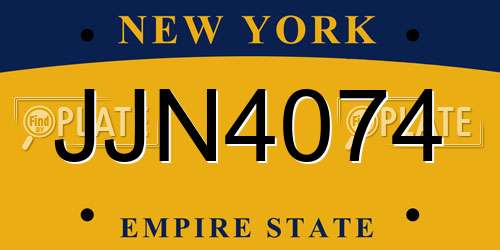 JJN4074 New York License Plate