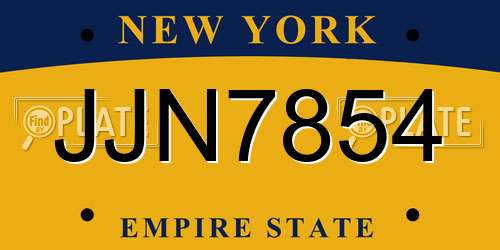 JJN7854 New York License Plate
