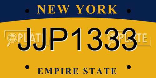 JJP1333 New York License Plate