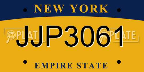 JJP3061 New York License Plate