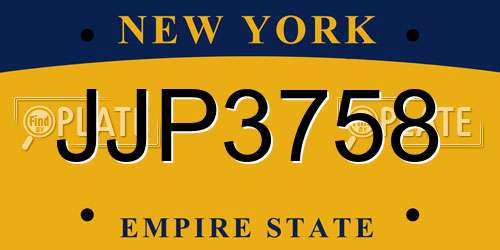 JJP3758 New York License Plate