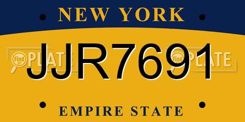 JJR7691 New York License Plate