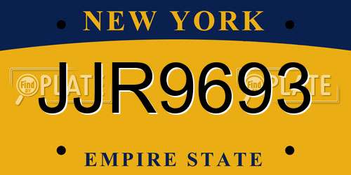 JJR9693 New York License Plate