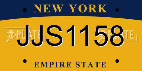 JJS1158 New York License Plate