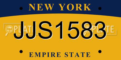 JJS1583 New York License Plate