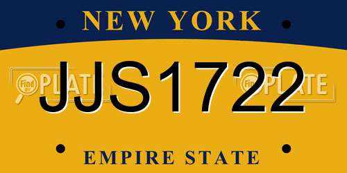 JJS1722 New York License Plate