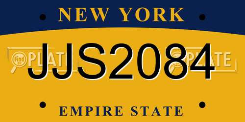 JJS2084 New York License Plate