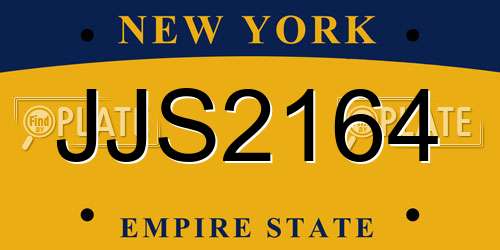 JJS2164 New York License Plate