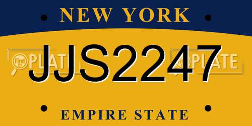 JJS2247 New York License Plate