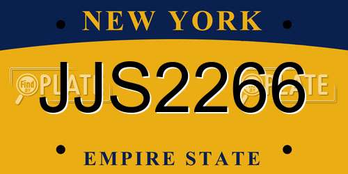 JJS2266 New York License Plate