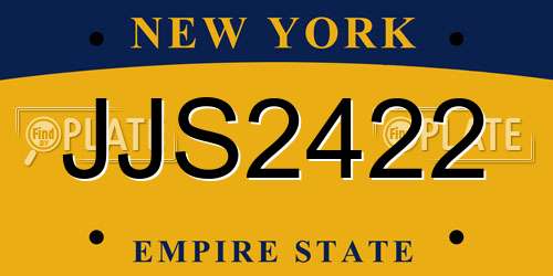 JJS2422 New York License Plate