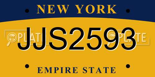 JJS2593 New York License Plate