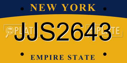 JJS2643 New York License Plate