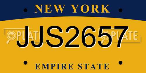 JJS2657 New York License Plate