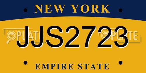 JJS2723 New York License Plate