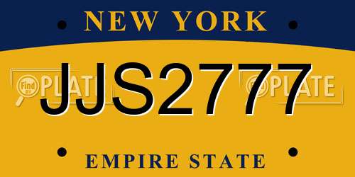 JJS2777 New York License Plate