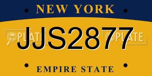 JJS2877 New York License Plate