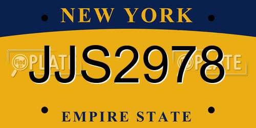 JJS2978 New York License Plate