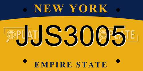 JJS3005 New York License Plate
