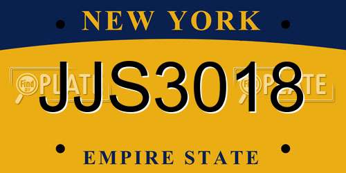 JJS3018 New York License Plate