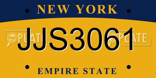 JJS3061 New York License Plate