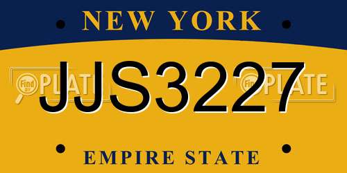 JJS3227 New York License Plate